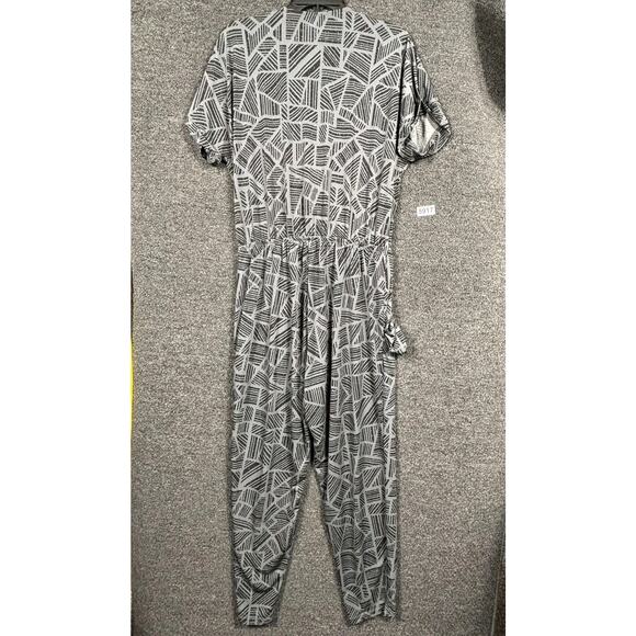Peyton Jensen Jumpsuit Womens Large Geometric Pockets Elastic Waist Made USA - Picture 3 of 11